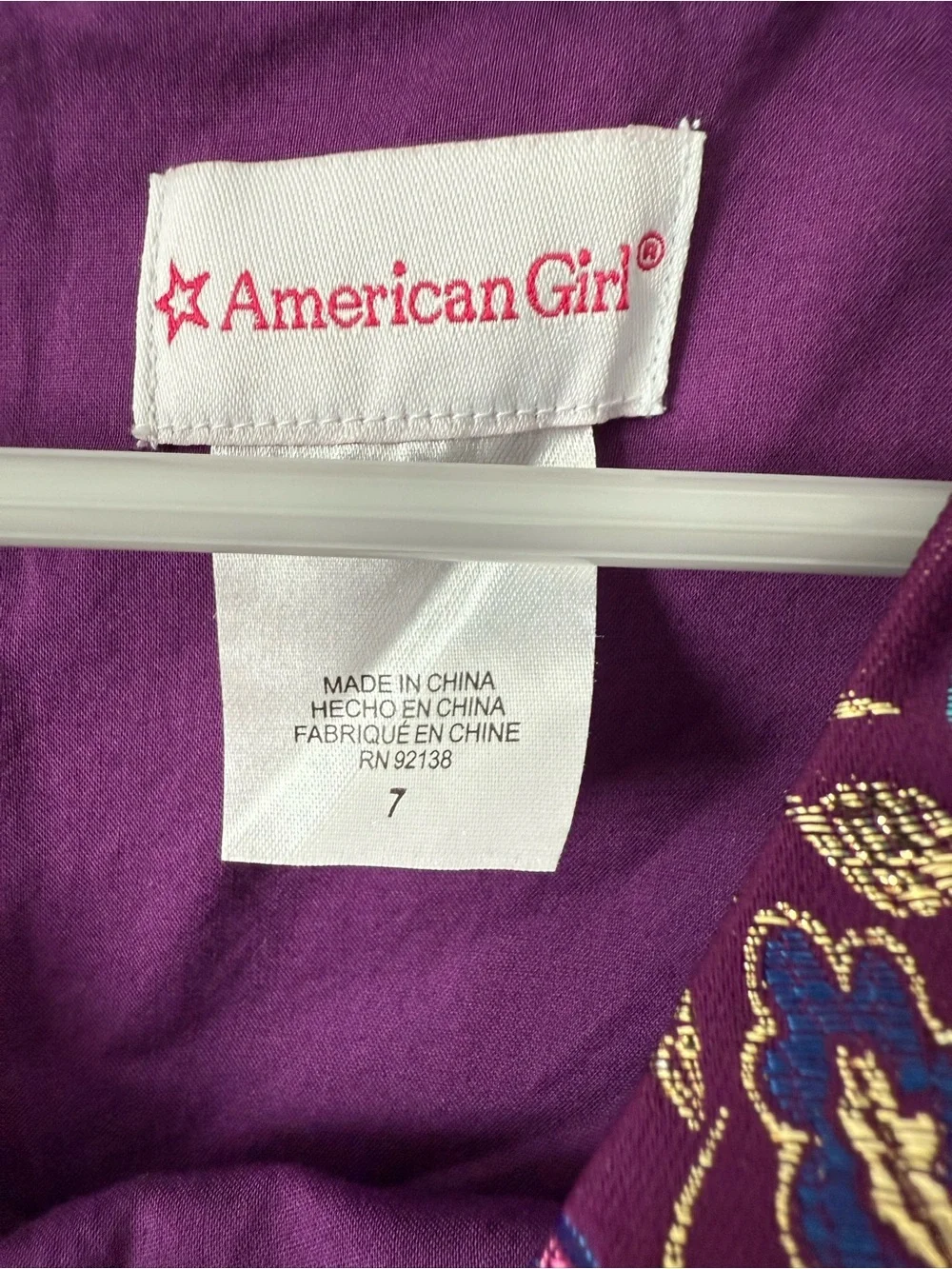 American Girl Floral Brocade Dress Size 7 Purple Blue Holiday Party Dress